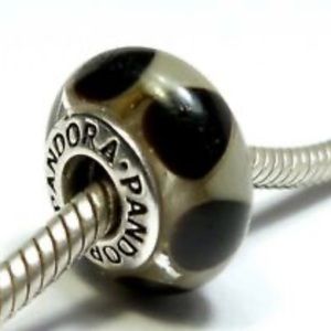 Authentic Pandora Captivating Black and Grey Murano Glass Charm